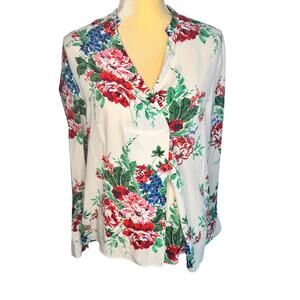 Zara Basic Blouse Floral Bold Print Medium Coquette Girl